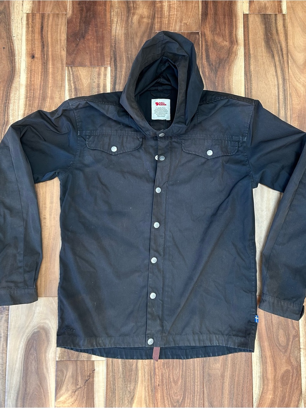 Fjällräven Greenland No. 1 Jacket Black Men’s Small Waxed Hooded Jacket